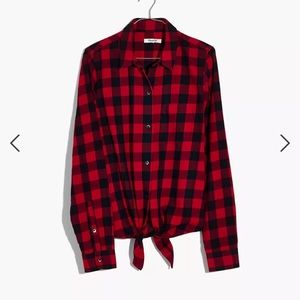 Madewell Front Tie Flannel in Buffalo Check